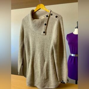 Alfani Taupe Cowl Neck Sweater with Button Accents